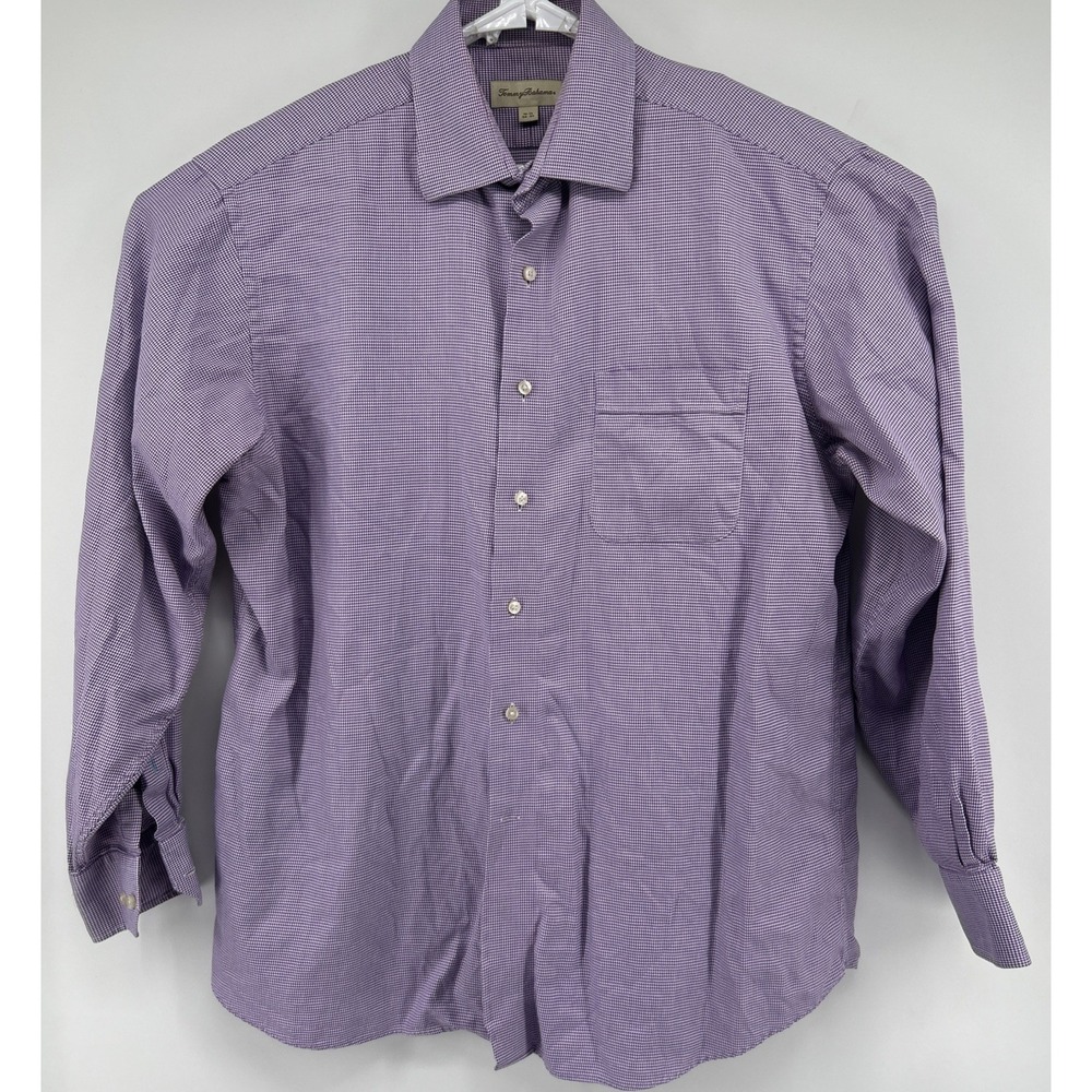 Tommy Bahama Long Sleeve Purple And White Button Down Dress Shirt 16.5 34/35